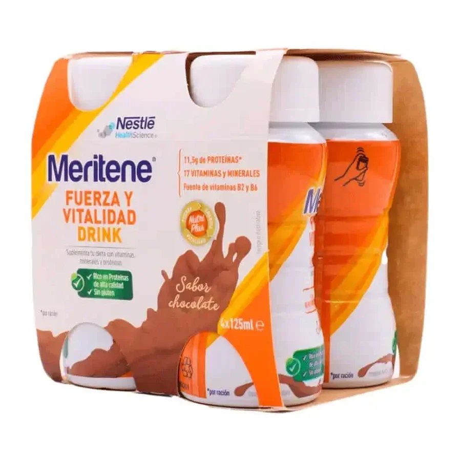Meritene Strength & Vitality Drink Шоколадний коктейль зі смаком шоколаду, 4X125 мл: ціни та характеристики