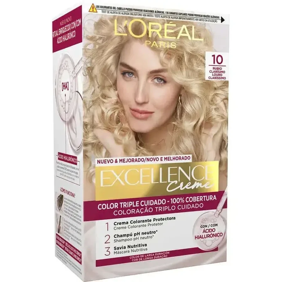 L'Oréal Paris Excellence Крем-фарба для перманентного фарбування волосся - відтінок 10 Light Найсвітліший освітлюючий блонд: ціни та характеристики