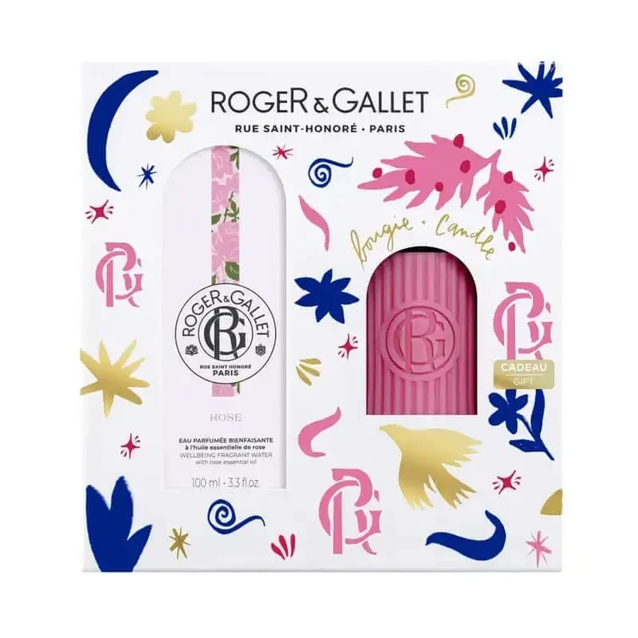 Roger & Gallet Rose Wellness Ароматизована вода 100 мл + парфумована свічка, 2 шт.: ціни та характеристики