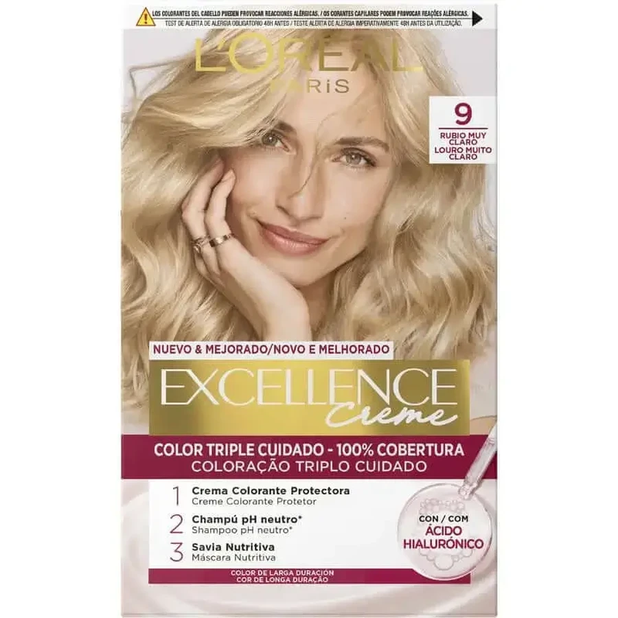 L'Oréal Paris Excellence Creme Permanent Hair Color - Очень светлый блондин оттенок 9: цены и характеристики