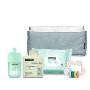 Suavinex Baby Gift Дитяче молочко 300 мл + дитячий одеколон Memories 100 мл + серветки + прорізувач, блакитний
