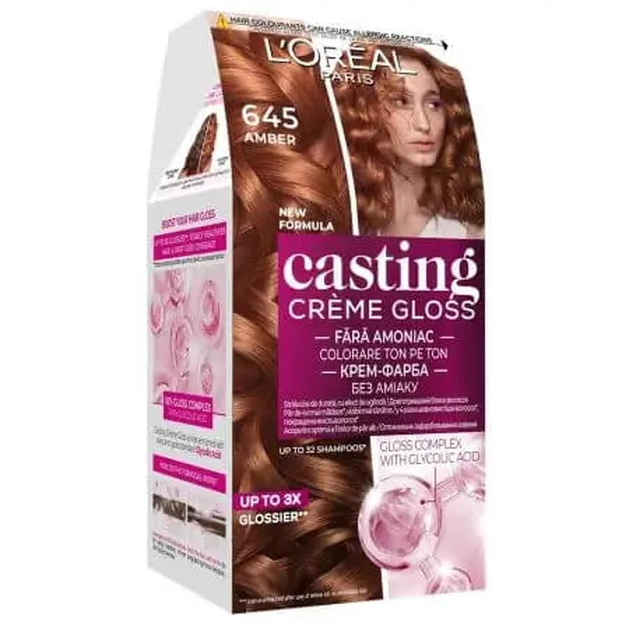 Краска для волос без аммиака Casting Creme Gloss Casting Creme Gloss 645 Amber Amber, 180 мл, Loreal: цены и характеристики