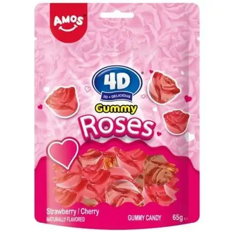 Клубничное желе 4D Fruit Gummy Roses Strawberry, 65 г, Amos: цены и характеристики