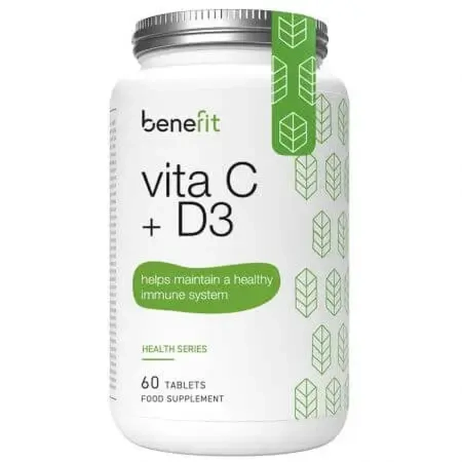 Витамин C и витамин D3 Health Series, 60 таблеток, Benefit Nutrition: цены и характеристики