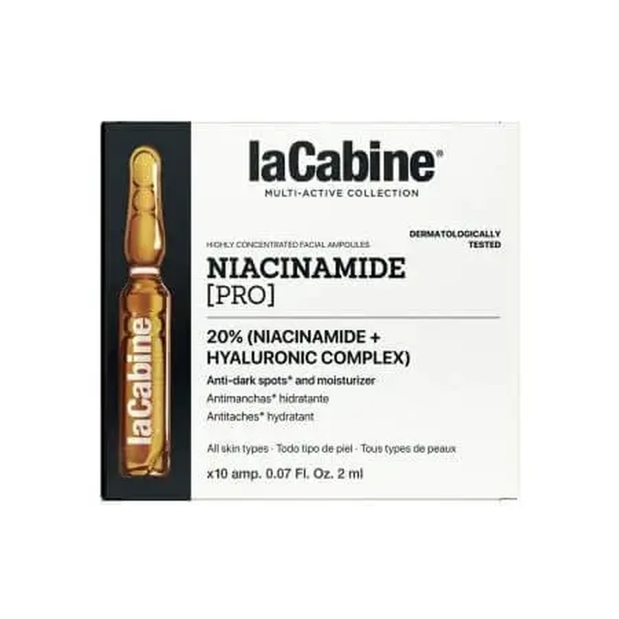 Флакони для обличчя від пігментних плям з 20% активним комплексом Niacinamide Pro Multi-active, 10 флаконів по 2 мл, La Cabine: ціни та характеристики