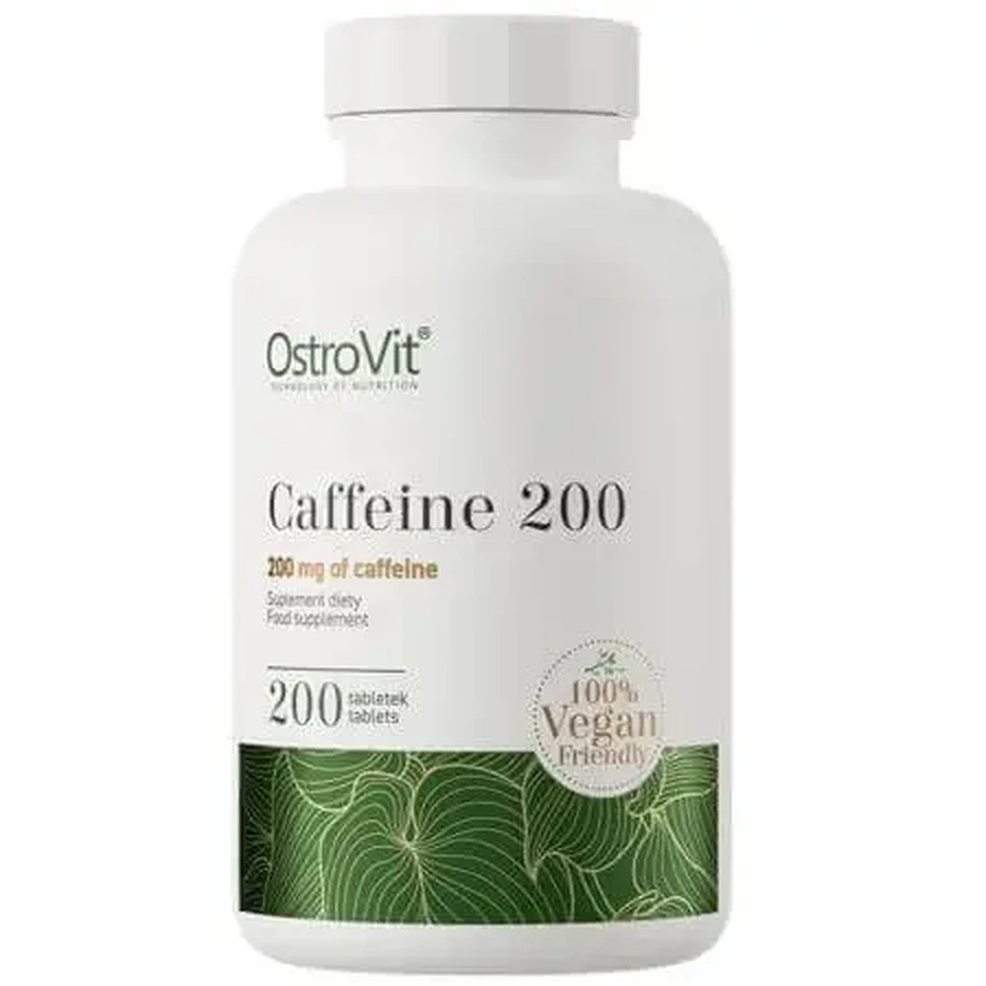 Енергетична добавка з кофеїном Caffeine, 200 мг, 200 таблеток, OstroVit: ціни та характеристики