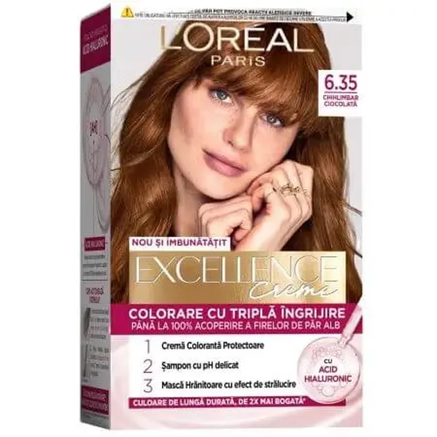 Краска для волос с гиалуроновой кислотой Excellence Color Creme 6.35 Chocolate Brown, 192 мл, Loreal: цены и характеристики