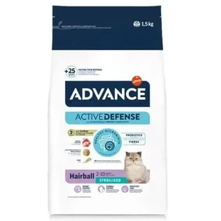 Сухой корм для кастрированных взрослых кошек Hairball Active Defense, 1,5 кг, Advance Veterinary Diets