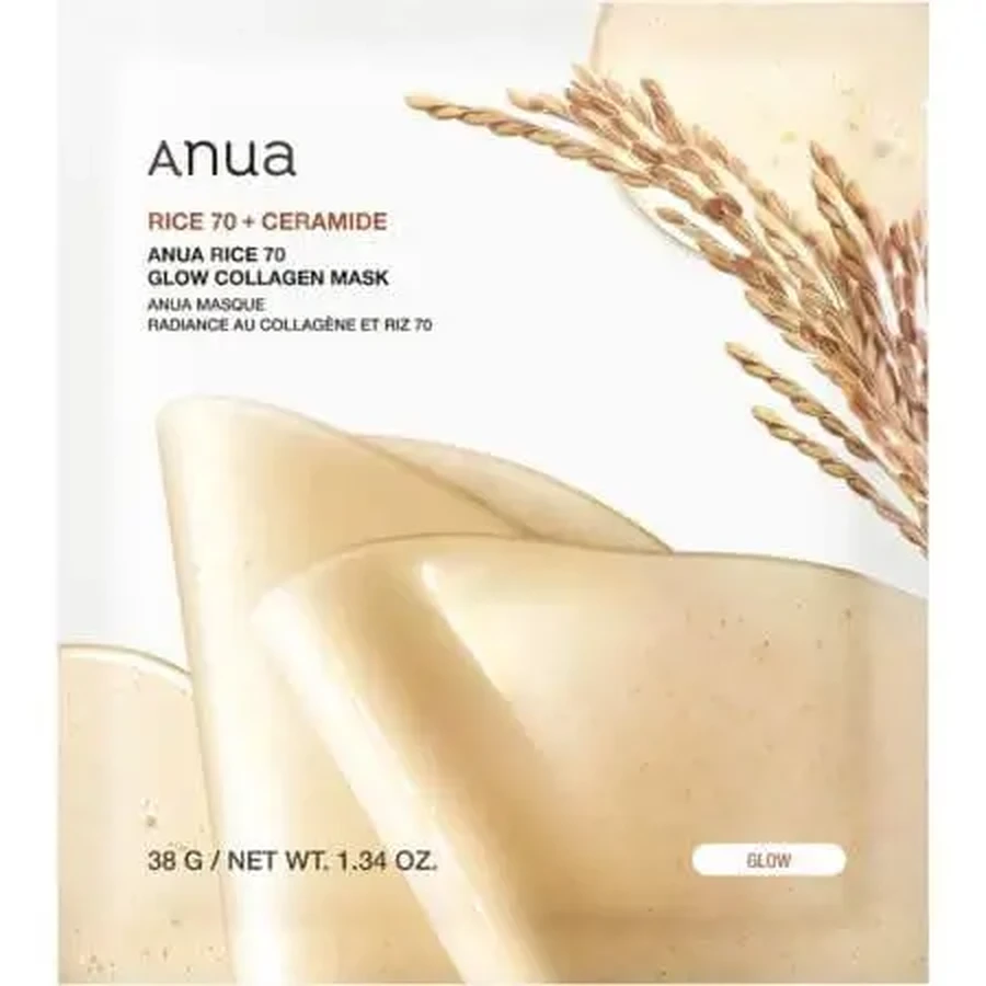 Rice 70+ Glow Collagen Hydrating and Brightening Hydrogel Mask, 38 г, Anua: цены и характеристики