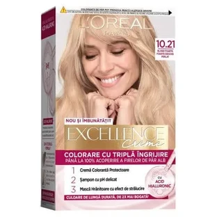 Краска для волос с гиалуроновой кислотой Excellence Color Creme 10.21 Very Light Blonde Pearly, 192 мл, Loreal