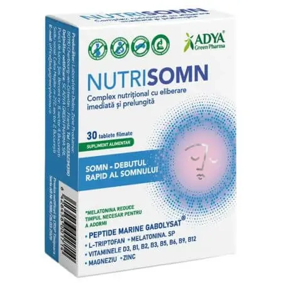 Нутрисомн, 30 таблеток в пленочной оболочке, Adya Green Pharma: цены и характеристики