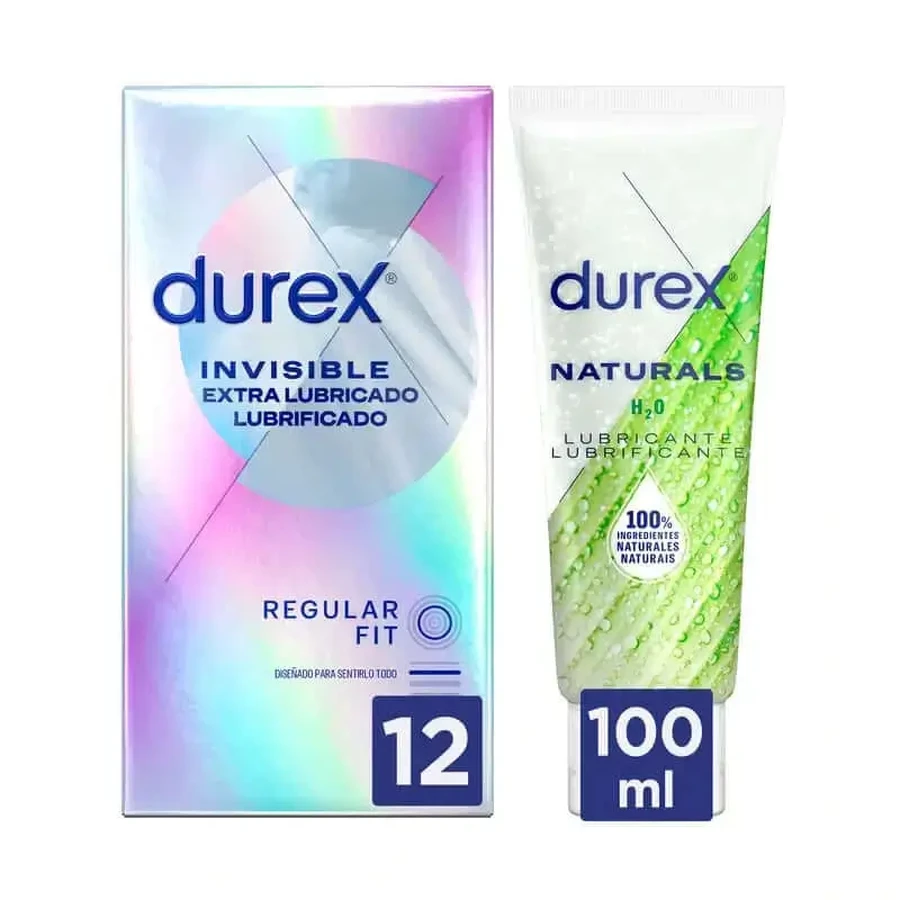 Презерватив Durex Invisible Extra Lubricated + лубрикант Naturals (зелений): ціни та характеристики