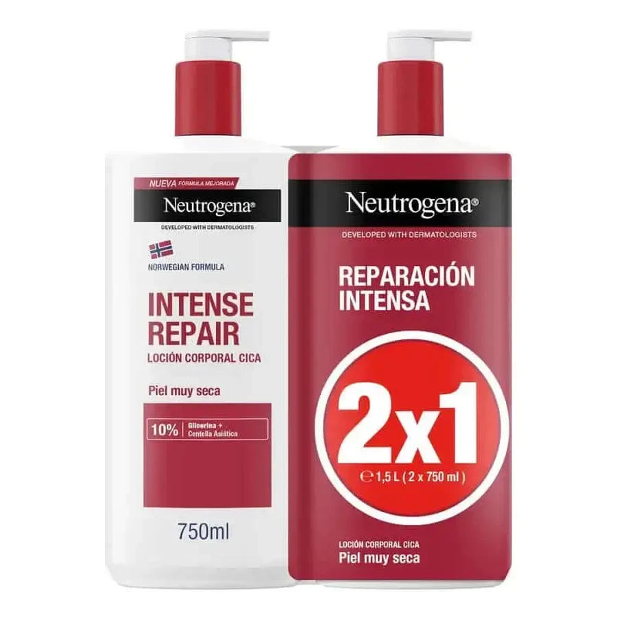 Neutrogena Neutrogena Neutrogena Neutrogena Neutrogena Зволожуючий відновлюючий крем для тіла для дуже сухої шкіри Cica, упаковка 2х750 мл: ціни та характеристики