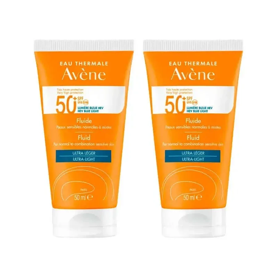 Avene Безмасляный флюид для загара SPF50+ 2х50 мл: цены и характеристики