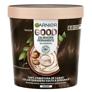Garnier Good Permanent Colouring без аммиака, 90% натурального происхождения оттенок 4.0 какао коричневый.