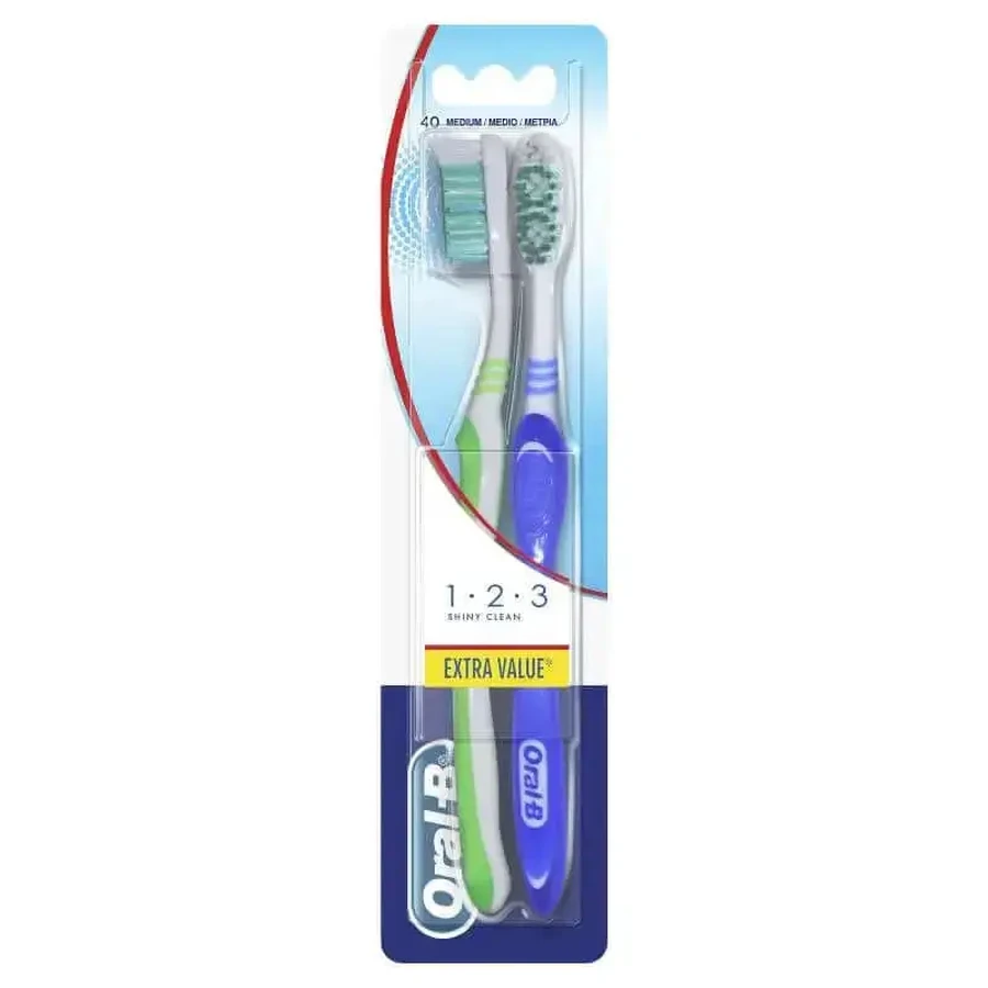 Зубная щетка Oral-B 123 Shiny Clean средняя 2 шт.: цены и характеристики