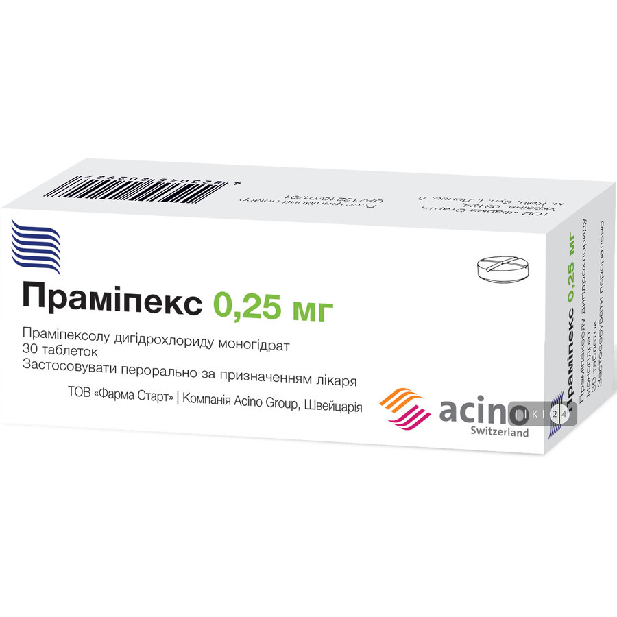 Праміпекс табл. 0,25 мг №30 відгуки