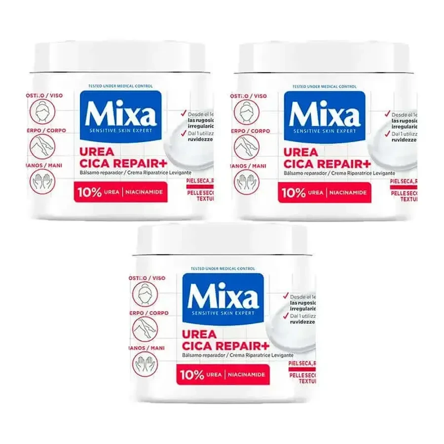 Mixa Потрійна сечовина Cica Repair+ Відновлювальний кондиціонер для сухої, грубої та нерівної шкіри 3 x 400 мл: ціни та характеристики