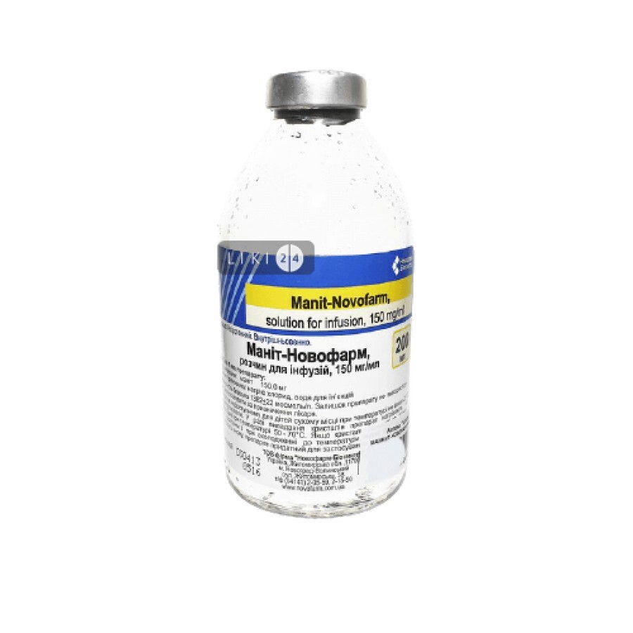 Маніт-новофарм р-н д/інф. 150 мг/мл пляшка 250 мл: ціни та характеристики