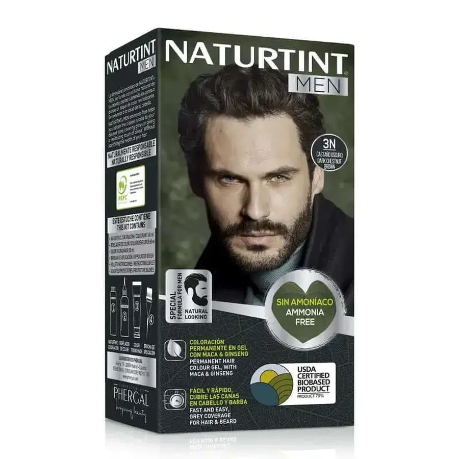 Naturtint Men Перманентная краска для волос и бороды для мужчин 3N без аммиака - Темно-коричневый: цены и характеристики