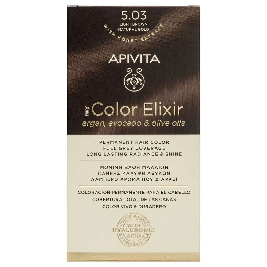 Apivita My Colour Elixir Перманентная краска для волос N5,03 Натуральный светло-каштановый мед: цены и характеристики