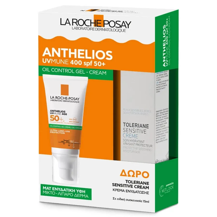 La Roche Posay Promo Pack Anthelios UVMune 400 Oil Control Gel Cream Spf50+ 50ml & FREE Toleriane Sensitive Cream 15ml: цены и характеристики