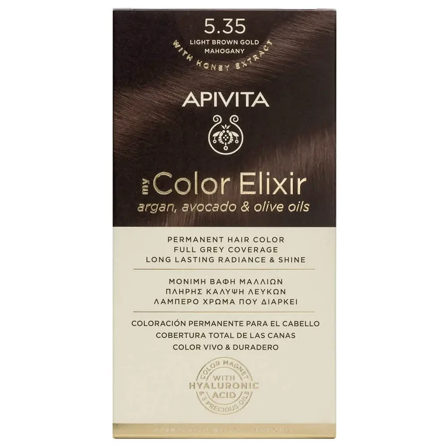 Apivita My Colour Elixir Перманентная краска для волос N5,35 Светло-коричневый медовый махагон: цены и характеристики