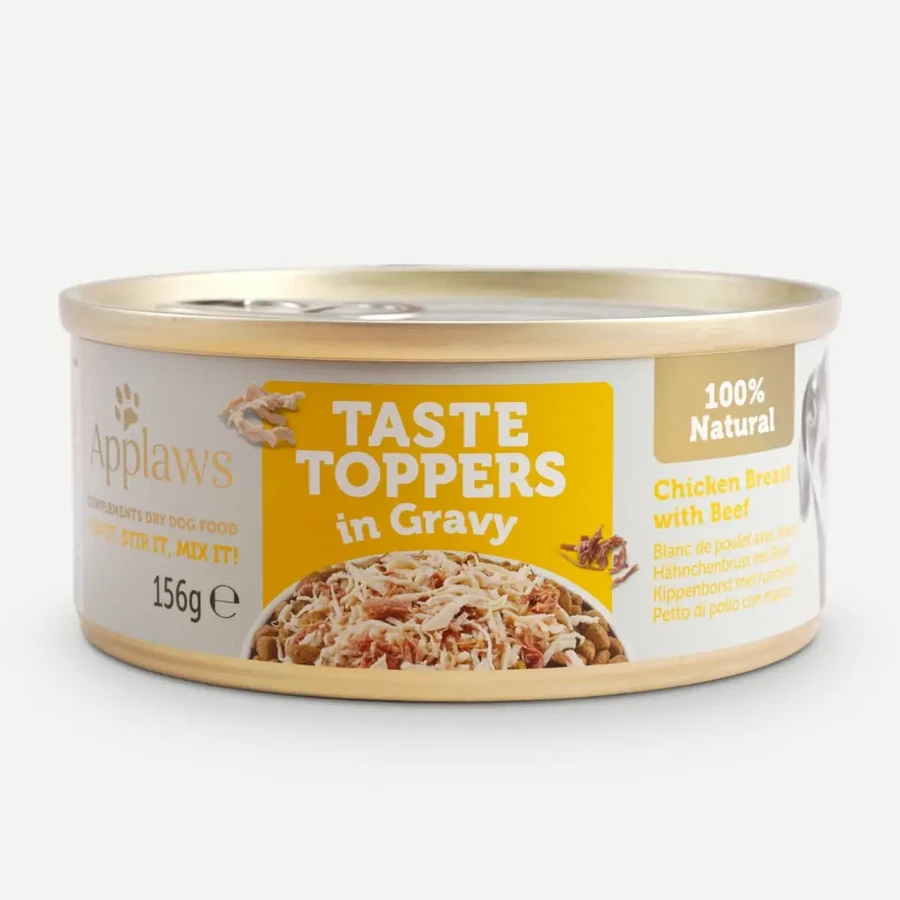 APPLAWS Taste Toppers, XS-XL, курица и говядина, консервированный беззерновой влажный корм для собак, (в соусе), 156 г: цены и характеристики