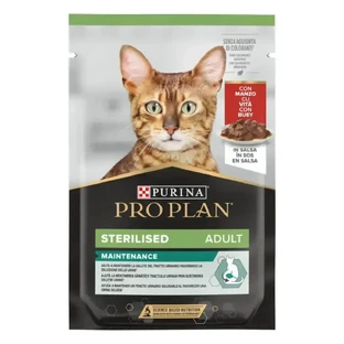 PURINA Pro Plan Sterilised Maintenance, яловичина, вологий корм у пакетиках для стерилізованих котів, (в соусі), 85 г