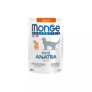 MONGE Monoprotein, Качка, пакетик з одним протеїном, беззерновий вологий корм для котів, (паштет), 85г