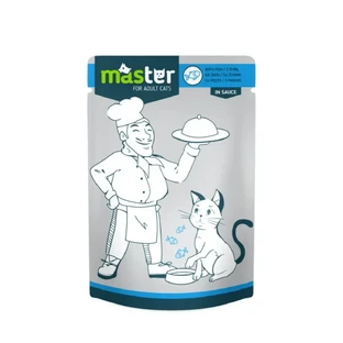 MASTER, Рыба, саше влажный корм для кошек, (в соусе), 80г