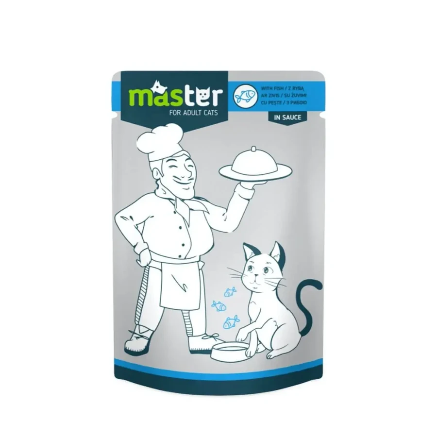 MASTER, Рыба, саше влажный корм для кошек, (в соусе), 80г: цены и характеристики
