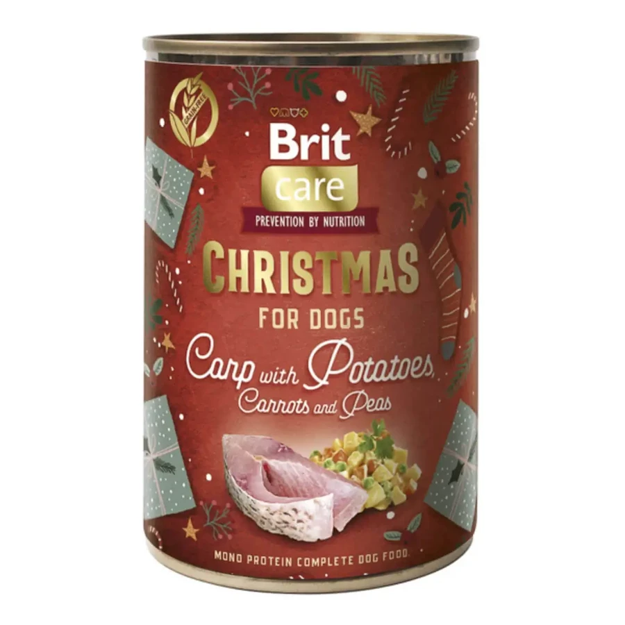 BRIT Christmas Monoprotein, XS-XL, Карп и картофель, консервы с одним белком, беззерновой влажный корм для собак, (паштет), 400г: цены и характеристики