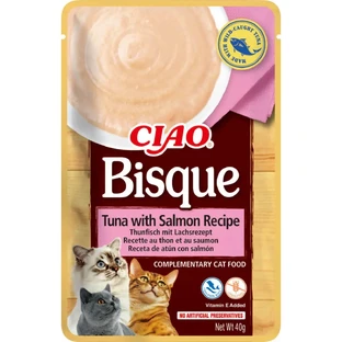 INABA Churu Bisque, тунець та лосось, беззерновий корм для котів, (пюре), 40г