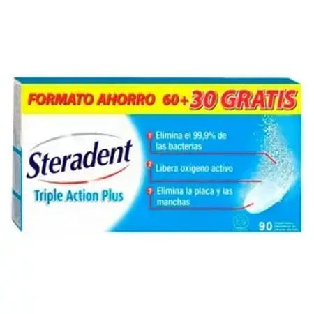 Steradent Denture Cleaner & Cleaner 3 n 1, 60 таблеток + 30 таблеток БЕСПЛАТНО: цены и характеристики