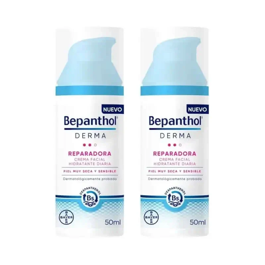 Щоденний відновлюючий зволожуючий крем для обличчя Bepanthol Derma, 2X50 мл: ціни та характеристики