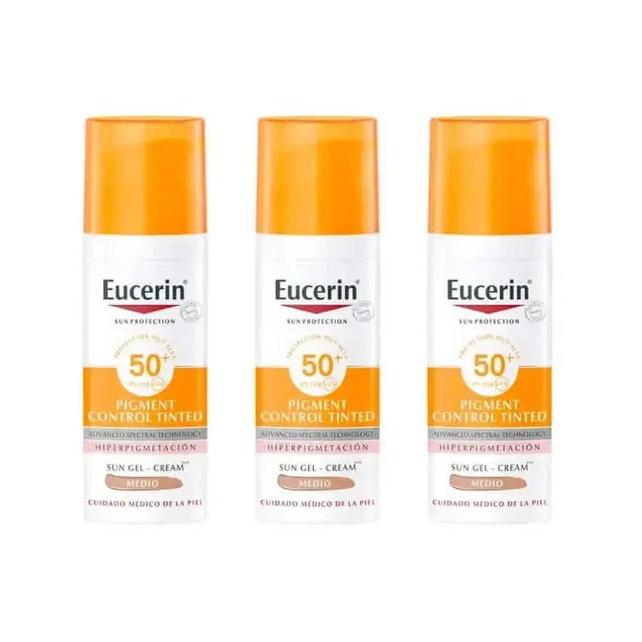 Eucerin Solar Pigment Control Spf50+ середній тон, 3X50 мл: ціни та характеристики