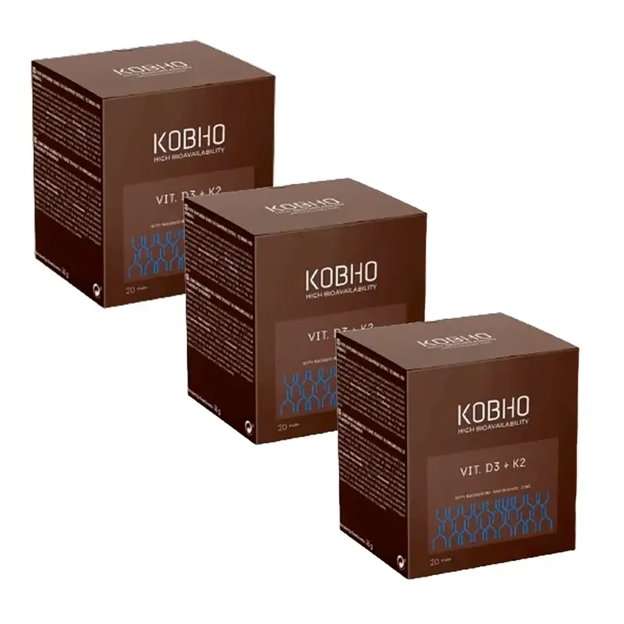 Kobho Labs Вітамін D3 + K2 Потрійна добавка, 3 x 20 флаконів: ціни та характеристики
