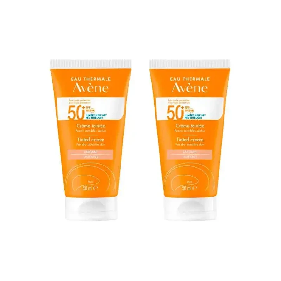 Avene Солнцезащитный крем для чувствительной кожи SPF 50+ цветной, 2х50 мл: цены и характеристики