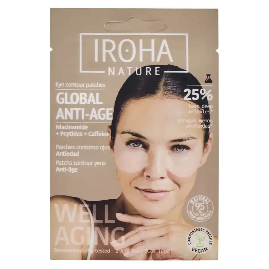 Антивікові патчі для очей Iroha Nature Global Anti-Aging - Ніацинамід, 16 (2х8) мл: ціни та характеристики