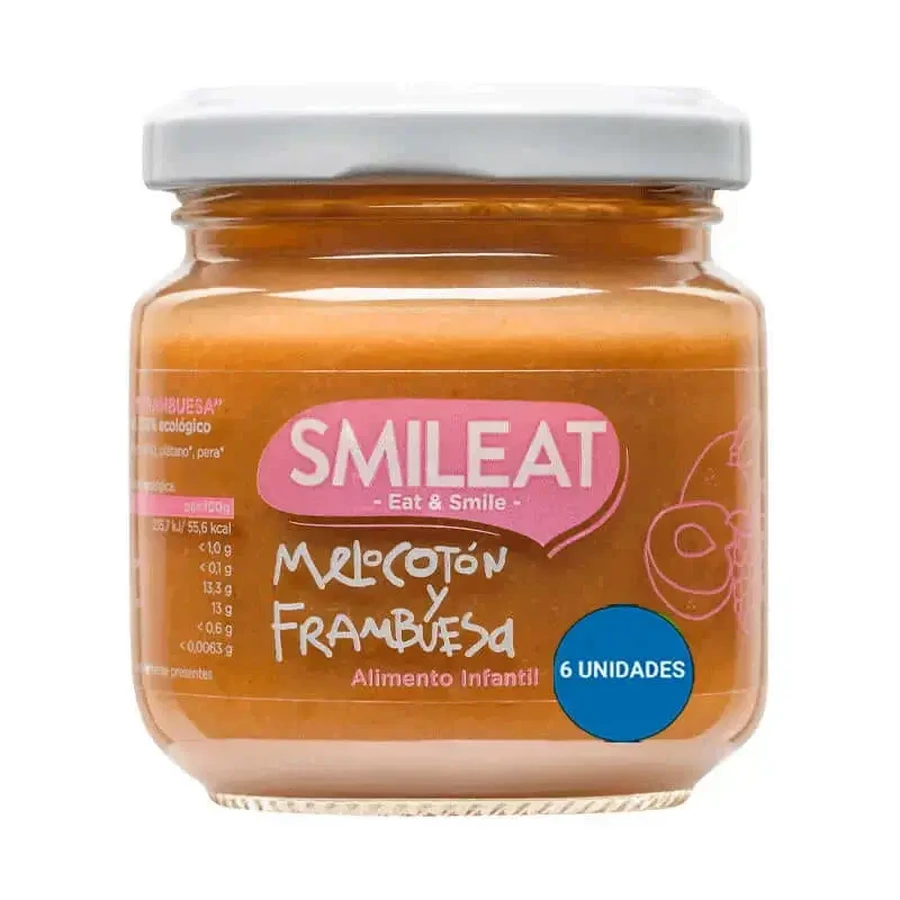 Smileat Органическая малина и персик, маленькая баночка, 6x130 гр: цены и характеристики