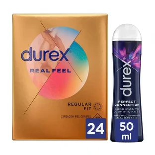 Презервативи Durex Real Feel 24 шт + лубрикант Perfect Connection 50 мл