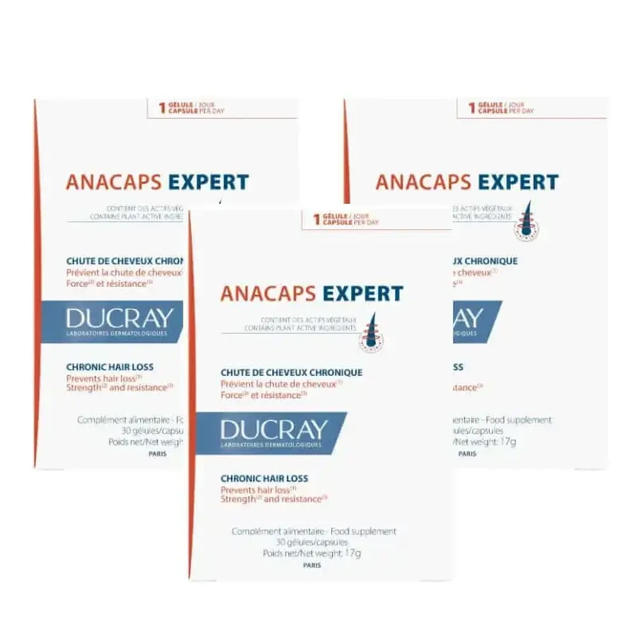 Ducray Anacaps Expert Anti-Hair Loss Supplement, упаковка 3 x 30 капсул: цены и характеристики
