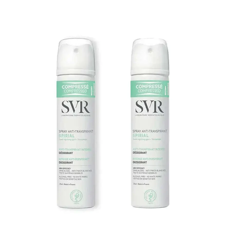 SVR Spirial Антиперспирант-дезодорант для чувствительной кожи, спрей, 2х75 мл: цены и характеристики