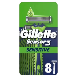 Gillette Sensor3 Sensitive Мужские одноразовые безопасные бритвы со смазывающей полоской, 8 шт.