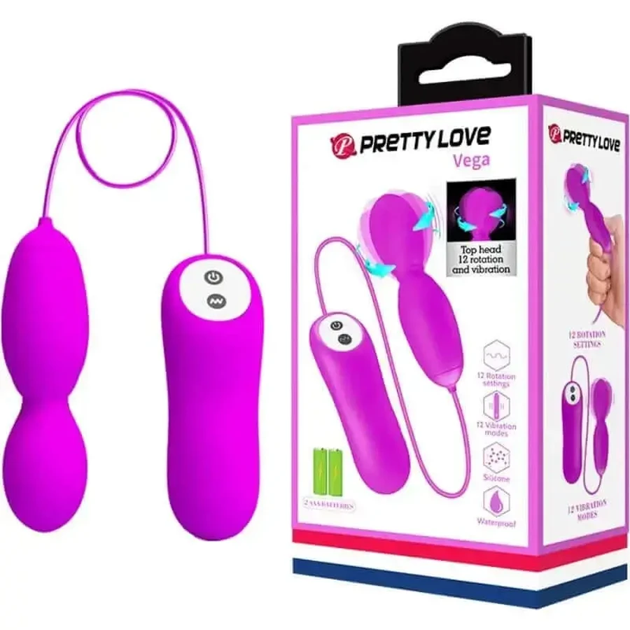 Массажер Pretty Love Vega вращение и вибрация 12 функций фуксия: цены и характеристики