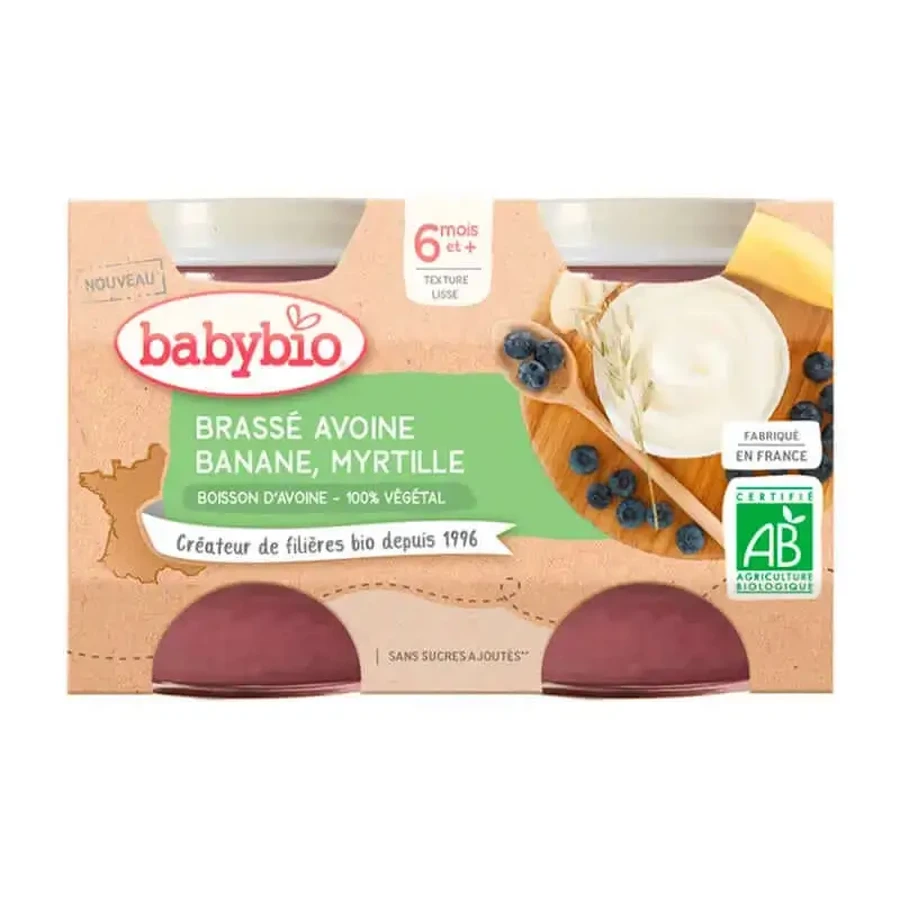 Babybio Йогурт овсяный Банан Черника - 2х130г: цены и характеристики