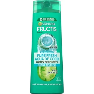 Garnier Fructis Pure Свіжа кокосова вода Шампунь для нормального волосся, з жирним корінням і сухими кінчиками 380 мл