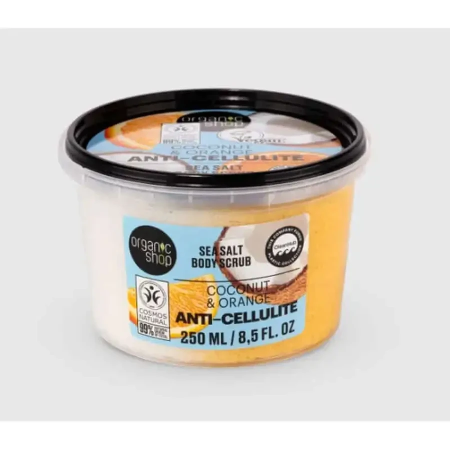 Organic Shop Антицеллюлитный скраб для тела с морской солью апельсина и кокоса, 250 мл: цены и характеристики