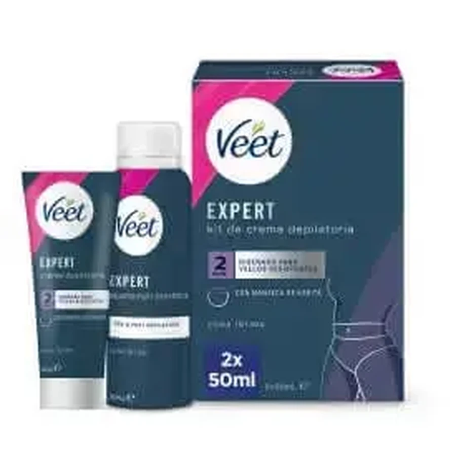 Veet Expert Набор для удаления волос в интимных зонах, депиляционный крем 50 мл для женщин и пенка 50 мл: цены и характеристики